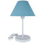 Abajur Infantil Luminária de Mesa Fino Decoração Quarto Skinny Base Branca Cúpula Azul