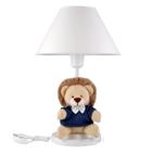 Abajur Infantil Luminaria Quarto Bebe Safari Leão Leãozinho Azul Marinho C. branca