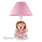 Abajur Infantil Luminaria Quarto Bebe Safari Leão (leoa) Leãozinho Rosa C.Rosa - Aldan