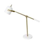 Abajur juju branco e dourado (c)5cm (l)18cm (a)43cm 1x40w bolinha - Bella Iluminação