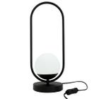 Abajur luminaria de Mesa Luxo Tubo Oval + Vidro Globo bivolt E27