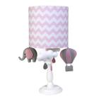 Abajur Madeira Elefante Balão Rosa Quarto Bebê Infantil - Potinho de mel