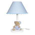 Abajur Madeira Urso de Boina Azul Quarto Bebê Infantil Menino