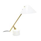 Abajur Moderno Metal Dourado Cupula Base Branca - LUXdécor