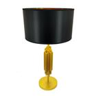 Abajur Moderno Metal Dourado Detalhes Cilindros Cupula Preta - LUXdécor