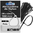 Abraçadeira De Nylon 190 X 4,8 Mm Preta Com 100 Unidades - Iplus