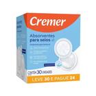 Absorvente Cremer Para Seios Leve 30 Pague 24 Unidades