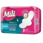 Absorvente  Fluxo Intenso Suave com ABAS Noturno MILI 1 Pacote com 8 Unidades