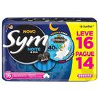 Absorvente Sym Noturno Cobertura Suave Com Abas Leve 16 Pague 14