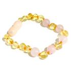 Acessorio Pulseira De Ambar Baroque Lemon Quartzo Rose 14Cm