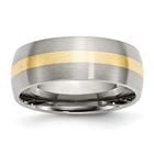 Aço Inoxidável 14k Amarelo Inlay 8mm Banda Escovada