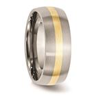 Aço Inoxidável 14k Amarelo Inlay 8mm Banda Escovada