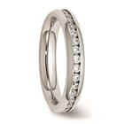 Aço inoxidável 4mm Abril Clear CZ Ring - Chisel