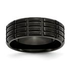 Aço Inoxidável 8mm Preto IP-chapeado Grooved & Brushed Band