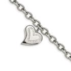 Aço Inoxidável CZ Heart Charm Fancy 7.5in Pulseira