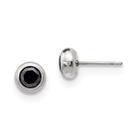 Aço inoxidável polido 5mm Bezel Preto CZ Stud Post Earrin