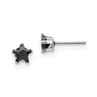 Aço inoxidável polido 6mm Black Star CZ Stud Post Brinco