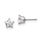 Aço inoxidável polido 7mm estrela cz stud post brincos