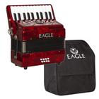 Acordeon Eagle Ega8b Vermelho 8 Baixos 22 Teclas c/ Capa Bag