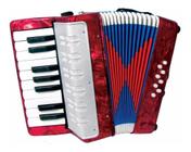 Acordeon Sanfona Infantil Semi Profissional 8 Baixos Vermelho