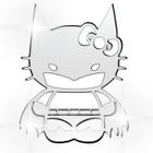 Acrílico Decorativo Espelhado Hello Kitty + Batman Prata