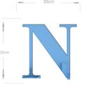 Acrílico Espelhado Decorativo Alfabeto Letra N Azul