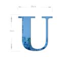 Acrílico Espelhado Decorativo Alfabeto Letra U Azul