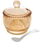 ACUCAREIRO DE CRISTAL C/COLHER PEARL AMBAR 10x8x7cm