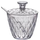 Açucareiro de Plástico Com Tampa e Colher Cristal Glamour Incolor Plasutil ref.14192
