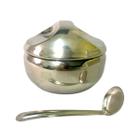 Açucareiro Redondo 240ml Aço Inox Com Colher 9cm