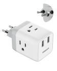 Adaptador de plugue TESSAN Switzerland Tipo J com 3 tomadas 2 USB