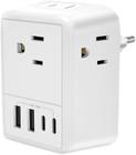 Adaptador de Tomada de Viagem Keyiyou - 4 Tomadas AC e 4 Portas USB