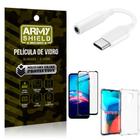 Adaptador Fone Tipo C para P2 Moto E7 + Capinha + Película 3D - Armyshield