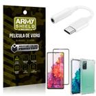 Adaptador Fone Tipo C para P2 Samsung S20 FE + Capinha + Película 3D - Armyshield