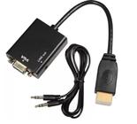 Adaptador hdmi para vga com audio e p2 ( hdmi x vga com audio ) - kit c/ 3 peças - GOLD