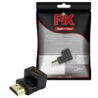 Adaptador hdmi plastico - hdmi macho para hdmi femea 90 graus