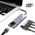 Adaptador Hub Macbook USB C 5em 1 Hdmi 4K Ethernet RJ45 Usb-C PD