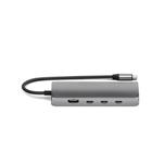 Adaptador HUB Multiportas Satechi USB-C 8K com Ethernet V3, 4 portas USB-C, SD 4.0, HDMI, Cinza - ST-P8KEM