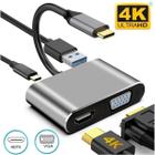 Adaptador Hub Tipo C, USB 3.0, HDMI e VGA 4 em 1