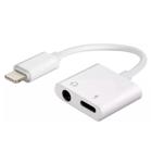 Adaptador iPhone 2 em 1 P2 + Lightning Carrega Com Fone 3.5mm