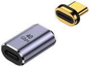 Adaptador Magnético 4.0 USB-C 40Gbps Macho Fêmea Video Audio