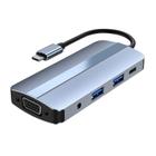 Adaptador multi-divisor de hub de rede tipo-c 8 em 1 com Usb3.0+Usb2.0+Áudio+Pd+Vga+Hdmi+Sd+Tf para acessórios de computador de PC - HUOGUO