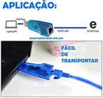 Adaptador placa de rede USB para RJ45 multiuso