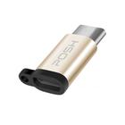 Adaptador Posher Micro USB para USB C em metal com cordao para cabo USB Dourado