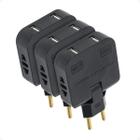 Adaptador Tomada Plug T Articulado 2 USB 16A 250v Kit 3 Und