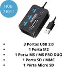 Adaptaor HUB 7 em 1 com Leitor de Cartão para Computador Notebook