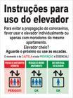 Adesivo branco - instruções para o uso do elevador - 17x23cm