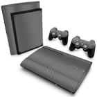 Adesivo Compatível PS3 Super Slim Skin - Fibra De Carbono Cinza Grafite