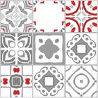 Adesivo de Azulejo Vermelho Cinza Vigo 20x20cm 12un - Quartinhos