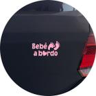 Adesivo de Carro Bebê A Bordo Pezinho - Cor Rosa Claro